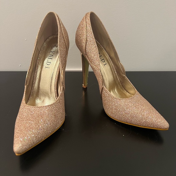 GOLD ROSE SPARKLY heels - Picture 1 of 4